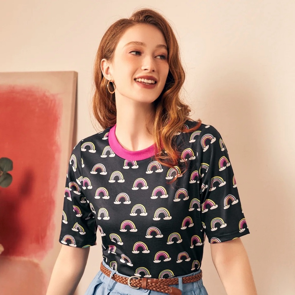 ModCloth Lucky Charm Rainbow Tee-Women’s Size XL